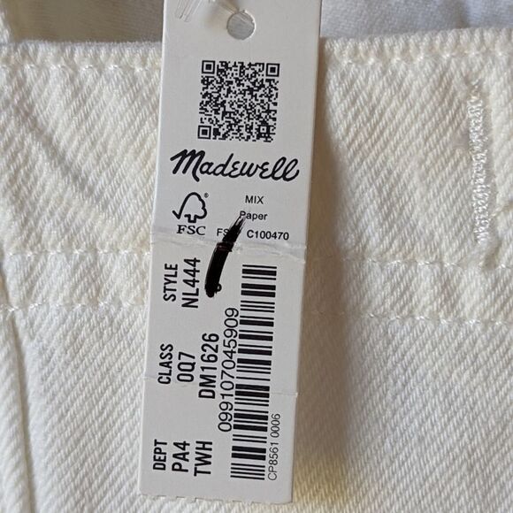 MADEWELL Denim Square Neck Sleeveless Mini Dress in Tile White sz 10 NWT - Picture 15 of 15